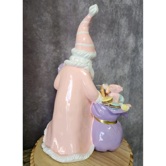 Christmas Pastel Pink Santa Claus Figure Macaron Candy Bag Peppermint Square New - Picture 9 of 11